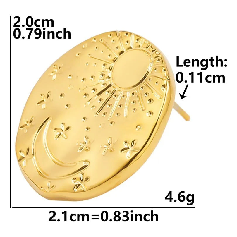 304 stainless steel geometric shell stud earrings with gold or silver electroplated finish