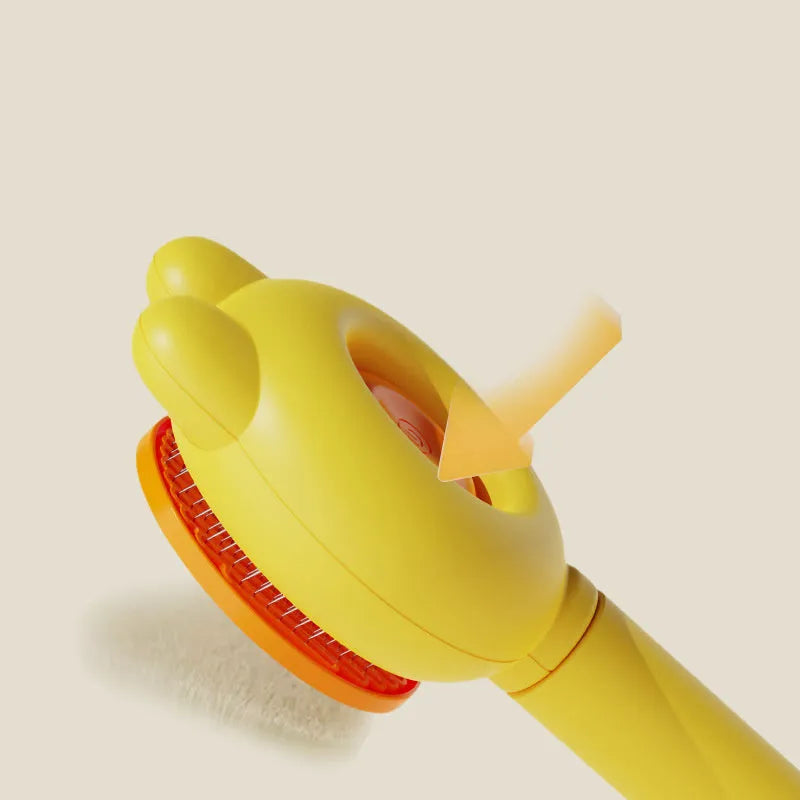 Self-cleaning pet grooming brush with release button in green, pink, purple or yellow colour options