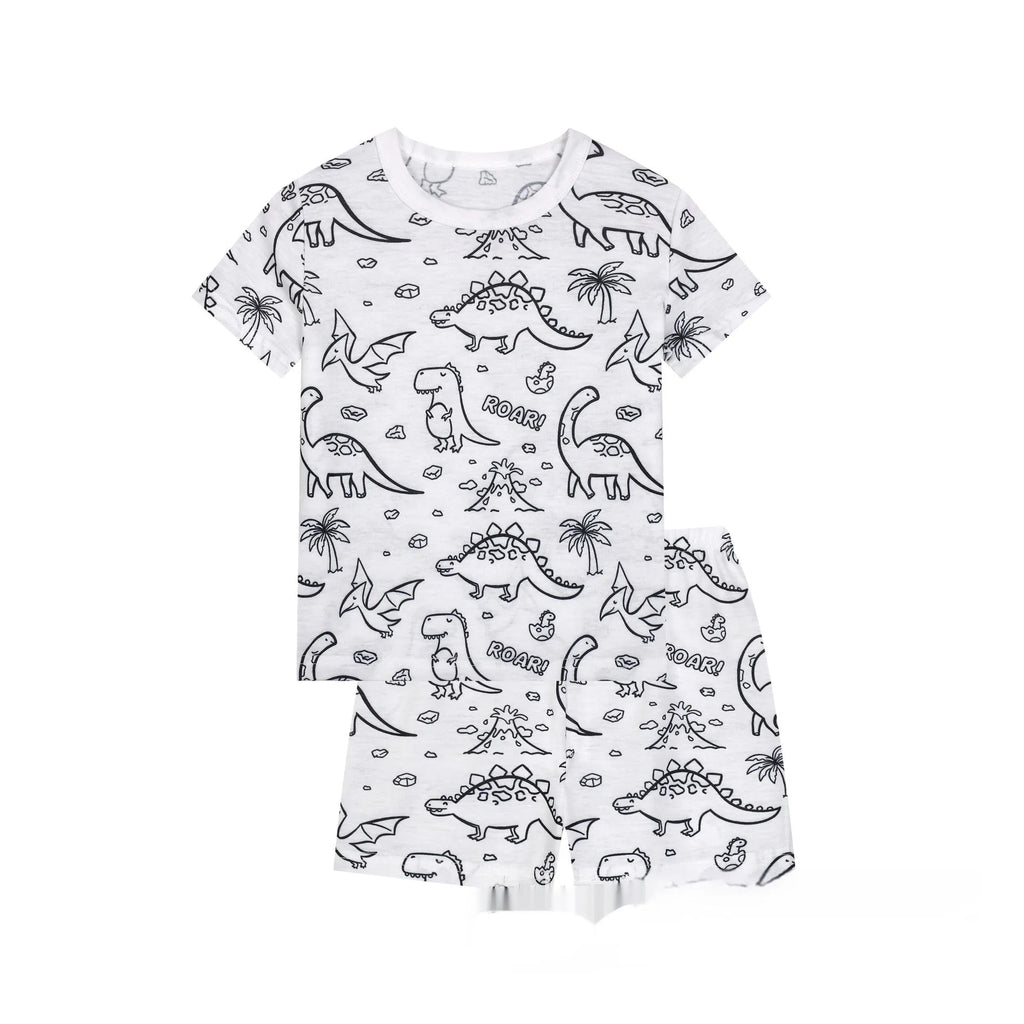 Cotton children loungewear pajama suit in unicorn print, top and pants set, sizes 2T to 9T