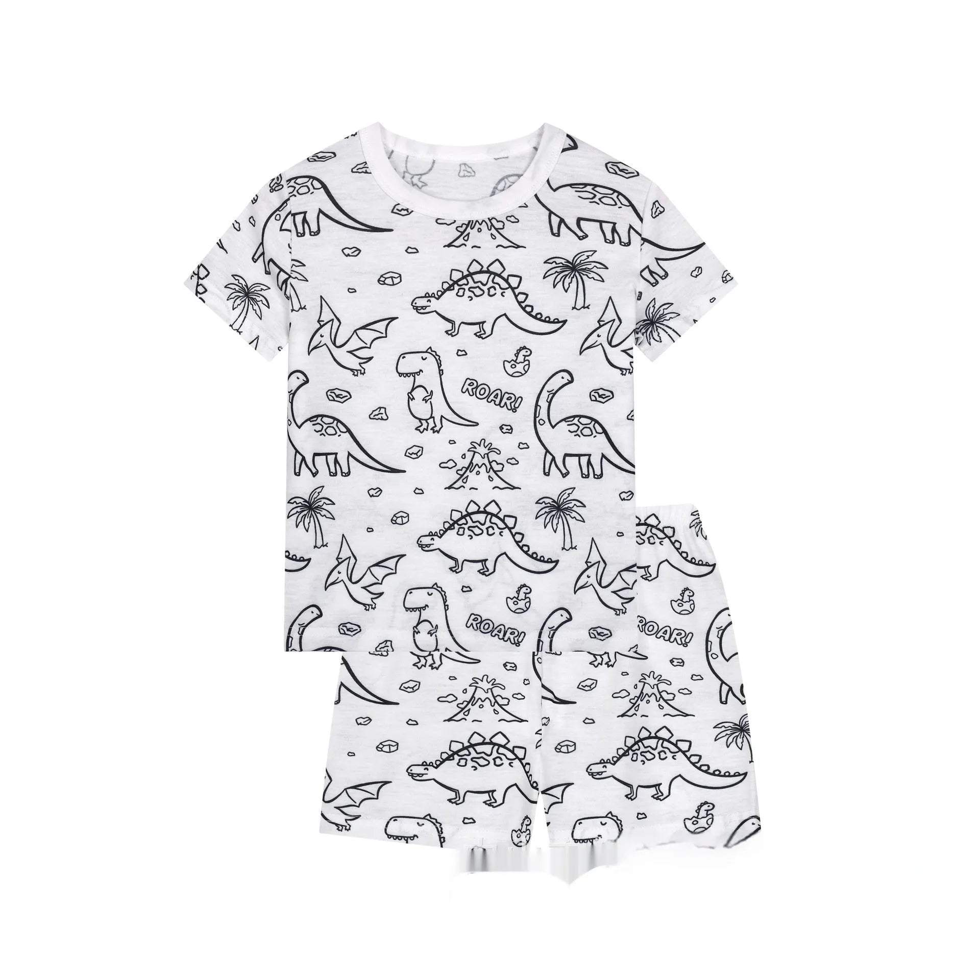 Cotton children loungewear pajama suit in unicorn print, top and pants set, sizes 2T to 9T
