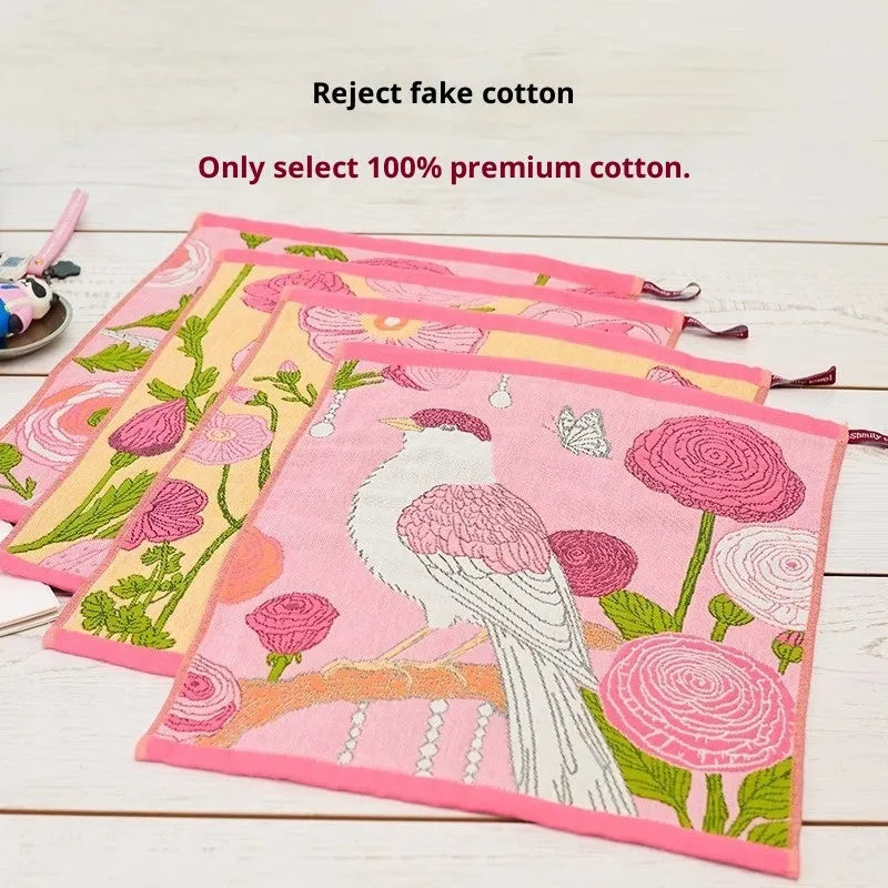 Class A gauze square towel pure cotton 40x34cm printed design 4 pack for face washing