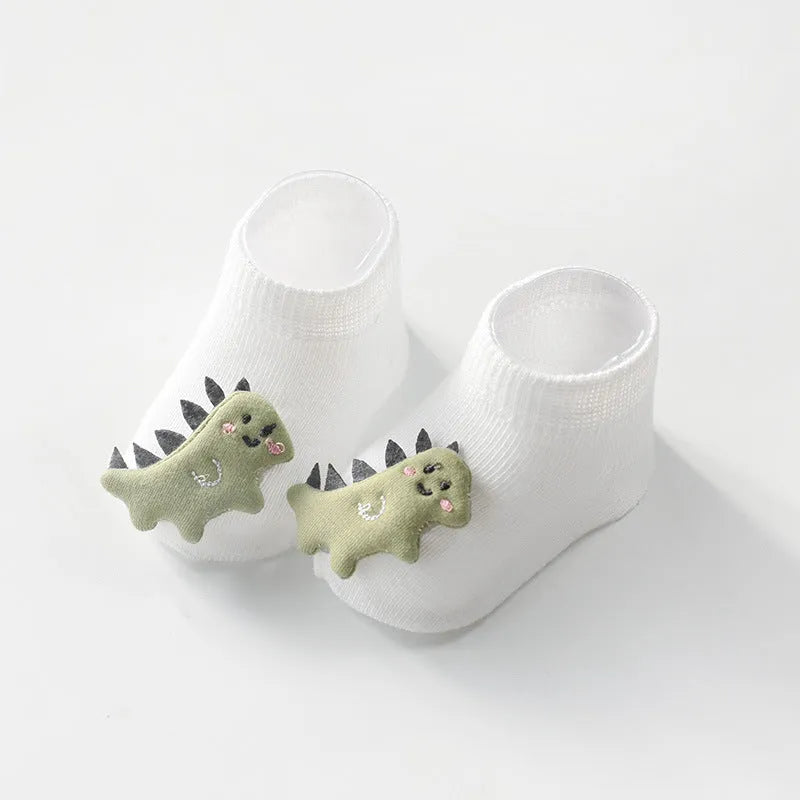 Children's cotton non-slip cartoon socks in hedgehog design on white background
