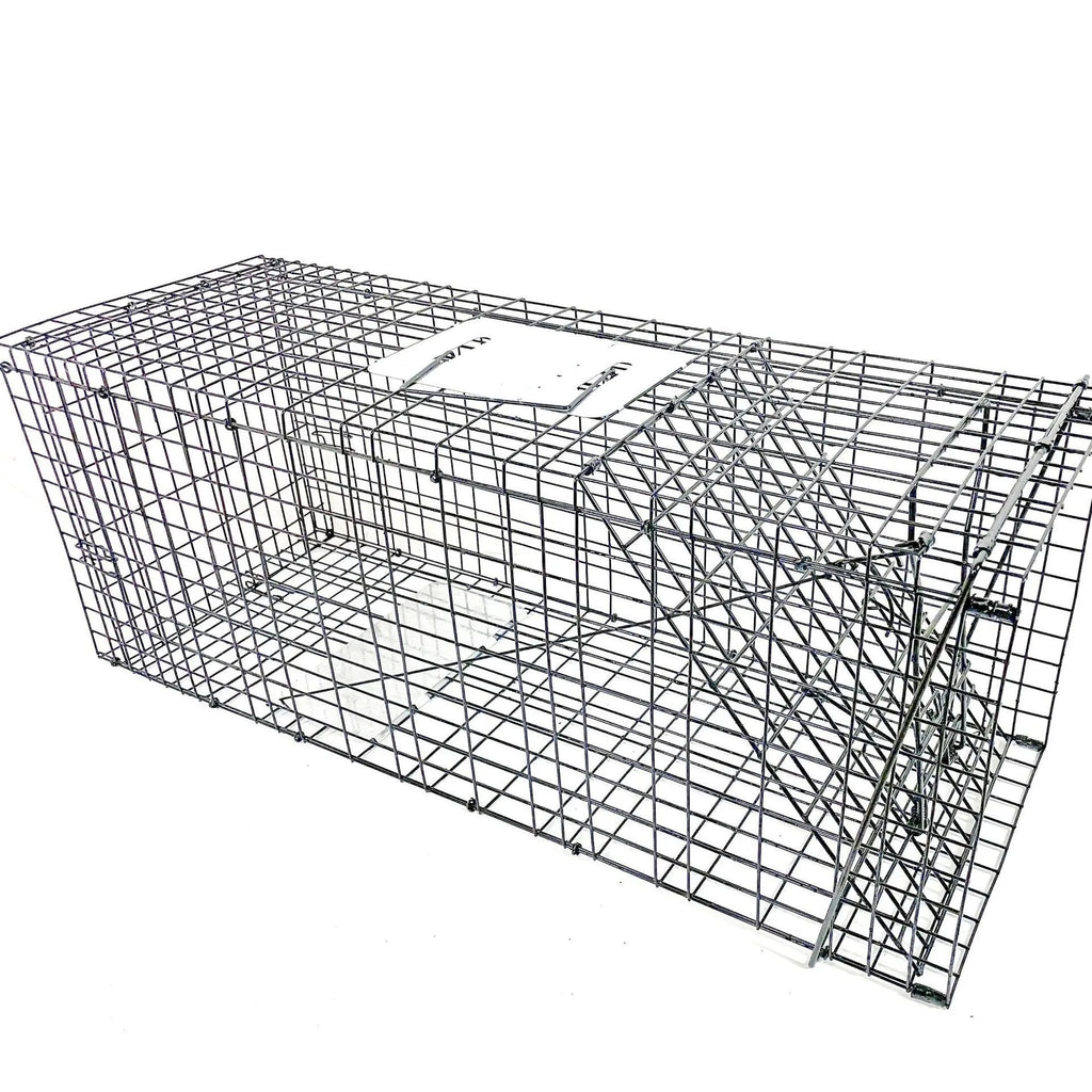 Fully automatic foldable galvanized steel cat trap cage with pedal mechanism, black finish, 60x20x18cm size