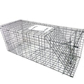 Fully automatic foldable galvanized steel cat trap cage with pedal mechanism, black finish, 60x20x18cm size