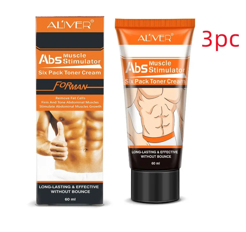 60mL Abdominal Muscle Cream tube with black packaging, featuring caffeine and Sargassum extract for slimming and firming