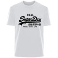 Retro men's pure cotton short sleeve T-shirt in white, casual street style, size range XS to 3XL