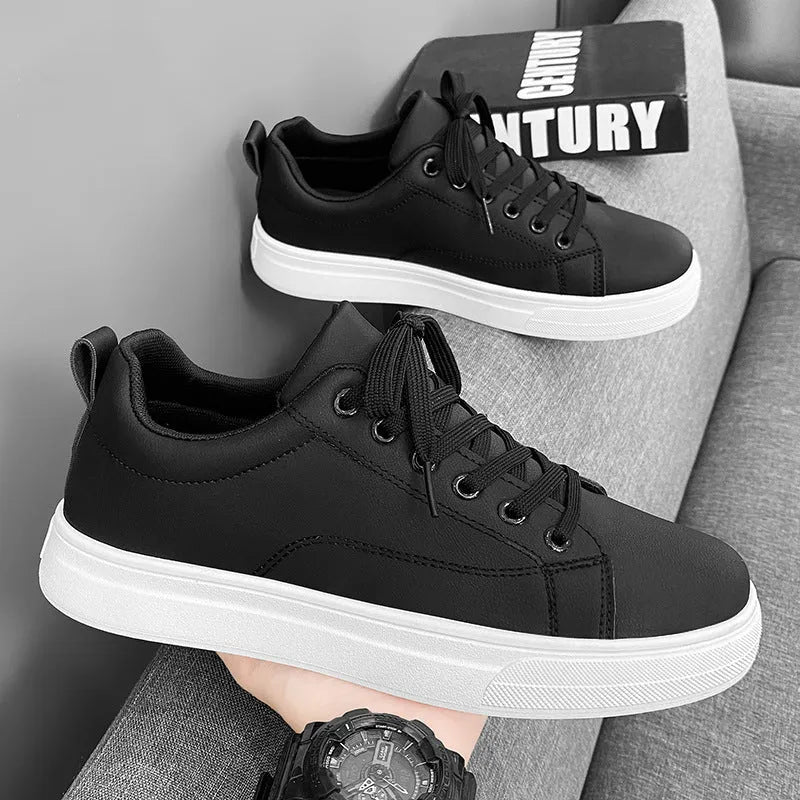 Men's Korean-style breathable sneakers in low-top design with round toe and rubber sole