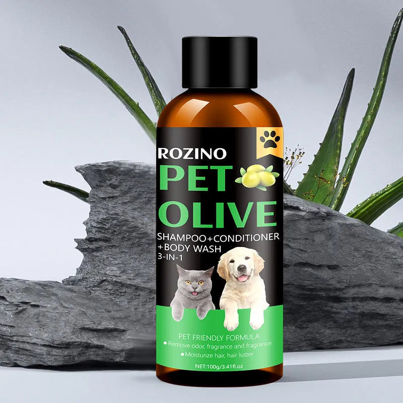 Olive deodorant mite removal lasting fragrance three-in-one pet shampoo 100g for cats and dogs