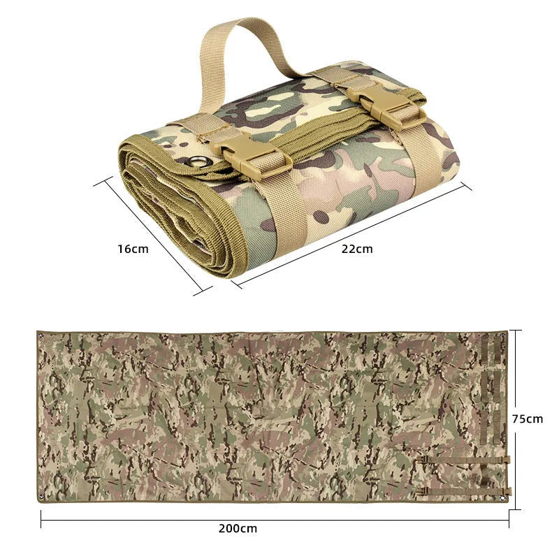 Tactical shooting mat in black waterproof Oxford cloth 200x75cm outdoor use