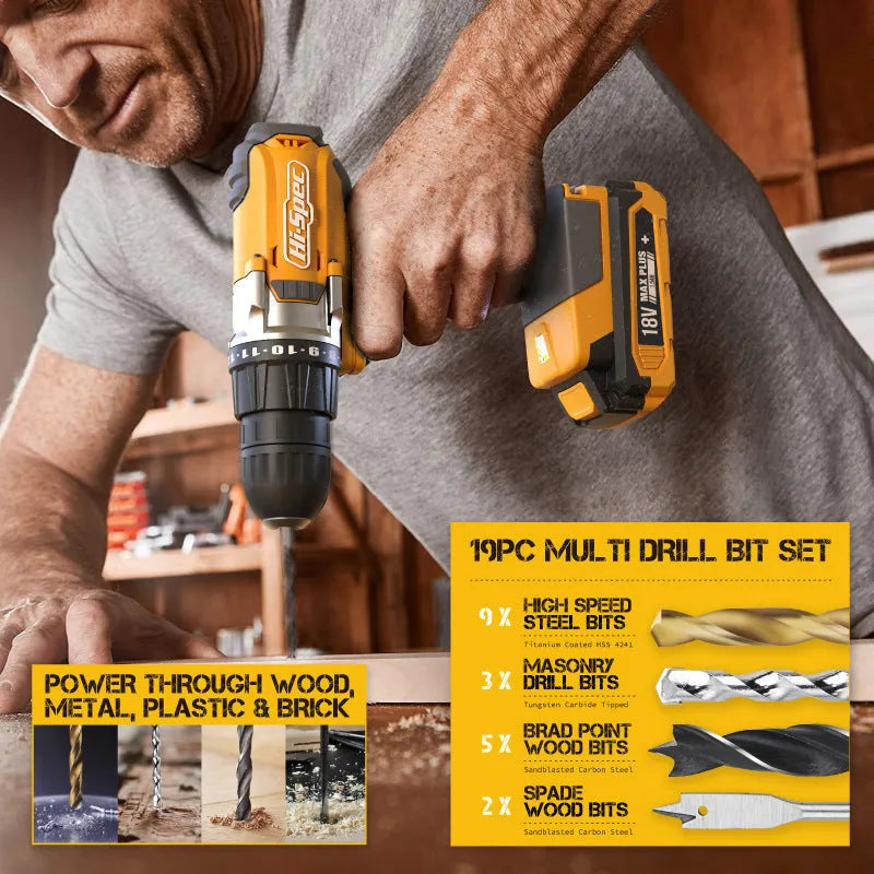 Grey yellow US style tool kit case open to show 82 chrome-vanadium steel tools for furniture installation.
