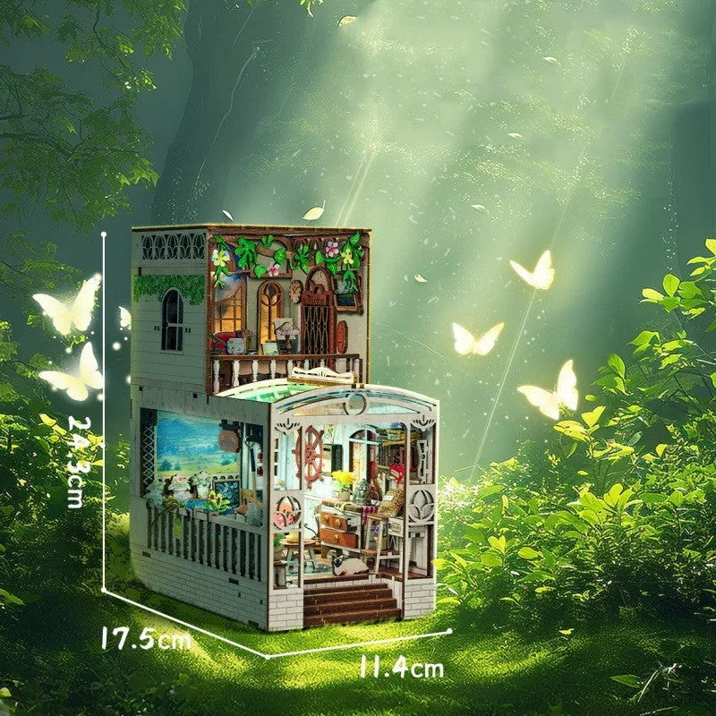 Warm Yang Whisper 3D miniature model cottage on a book stand with flash function