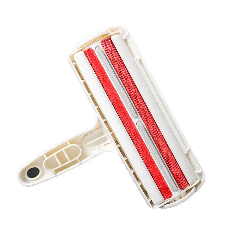 White reusable pet hair remover roller for beds, sofas and car seats, with waste compartment