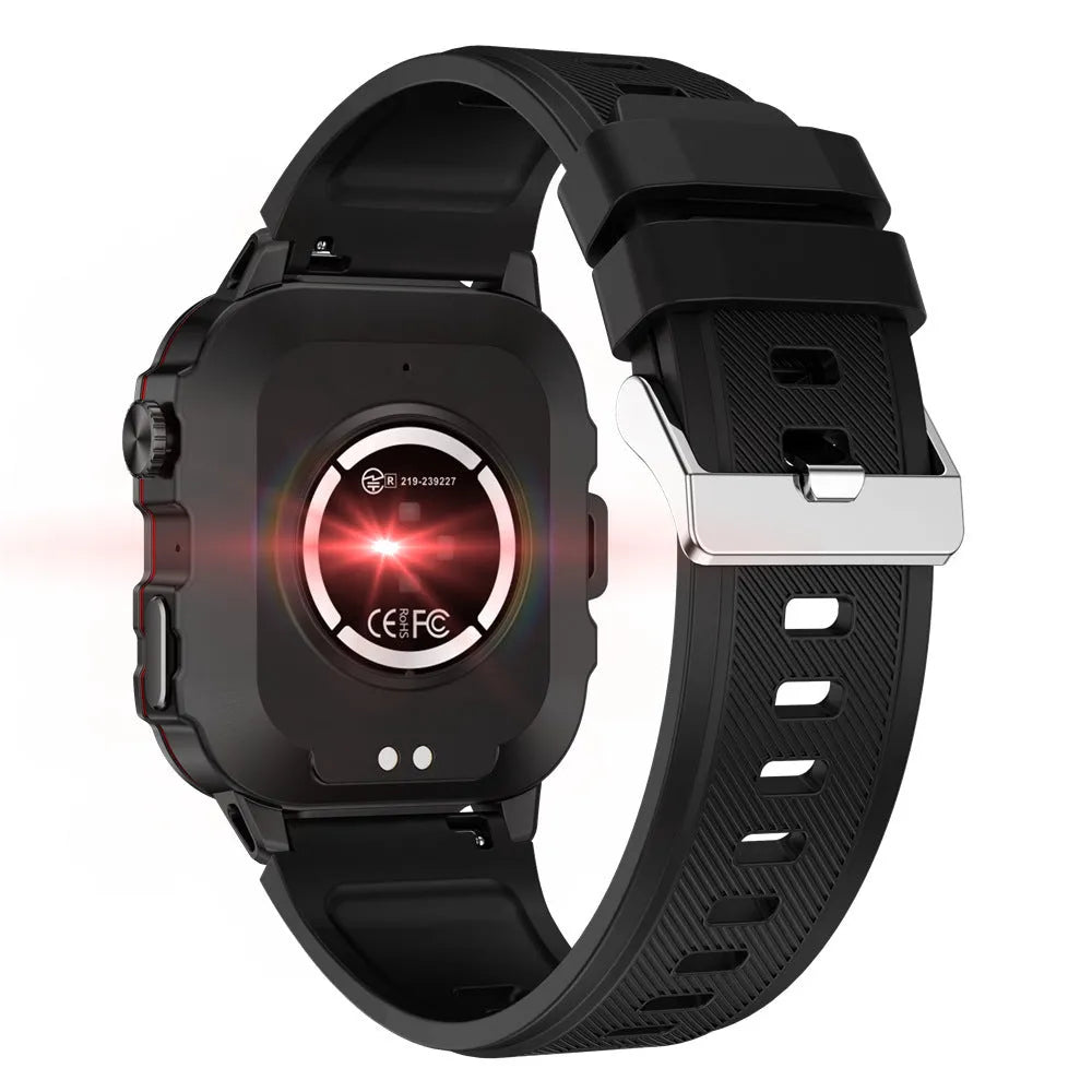 QX11 Smart Bluetooth Watch with TFT touch screen on a wrist, showing health metrics display.