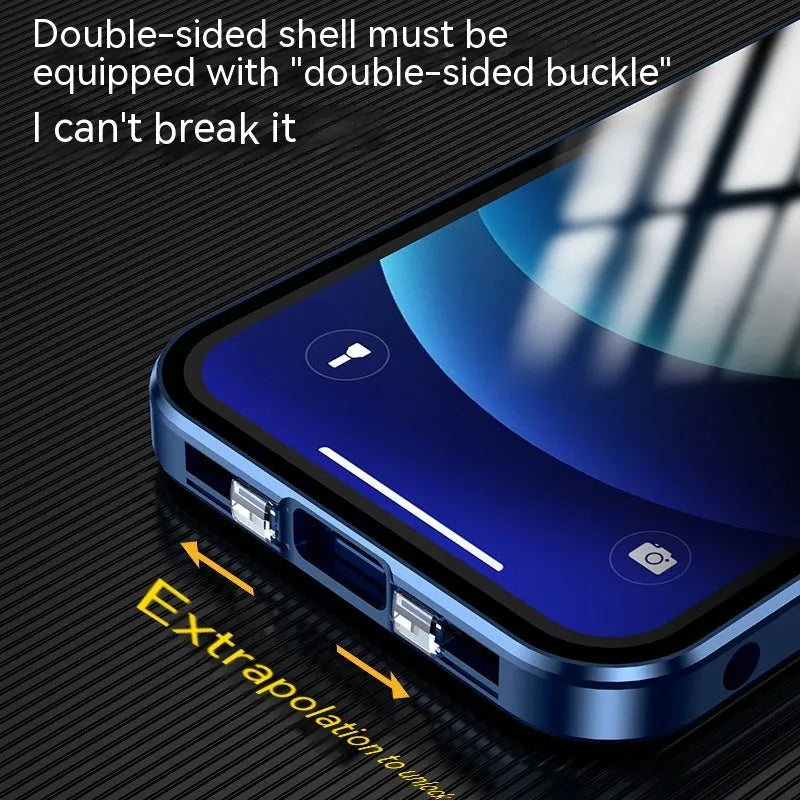 Glass privacy iPhone case with double-sided buckle in multiple colour options