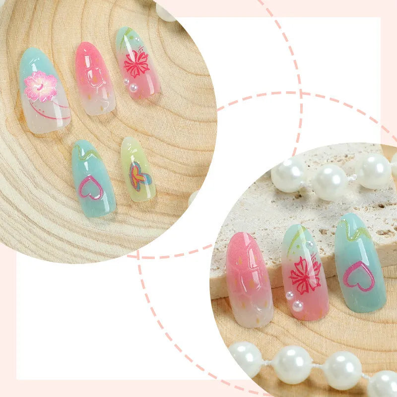 Women's 3D flower butterfly love nail sticker set plastic 30 bits various colours