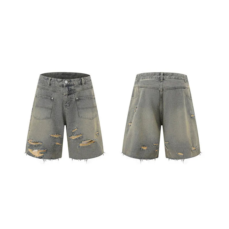 Denim style overalls suit with short sleeve top and matching trousers in loose fit streetwear design