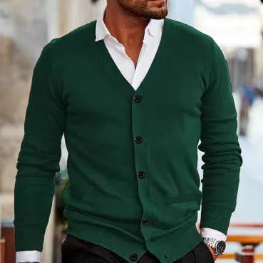 Men's slim fit acrylic cardigan sweater coat in multiple colours for autumn winter