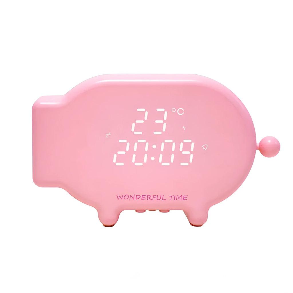 Blue and pink LED alarm clocks with temperature display and USB charging port