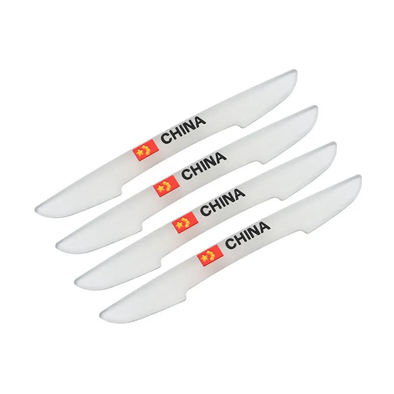 Car door bumper strip in transparent flag colour, PVC material, 15x1.5 cm, on a vehicle door edge