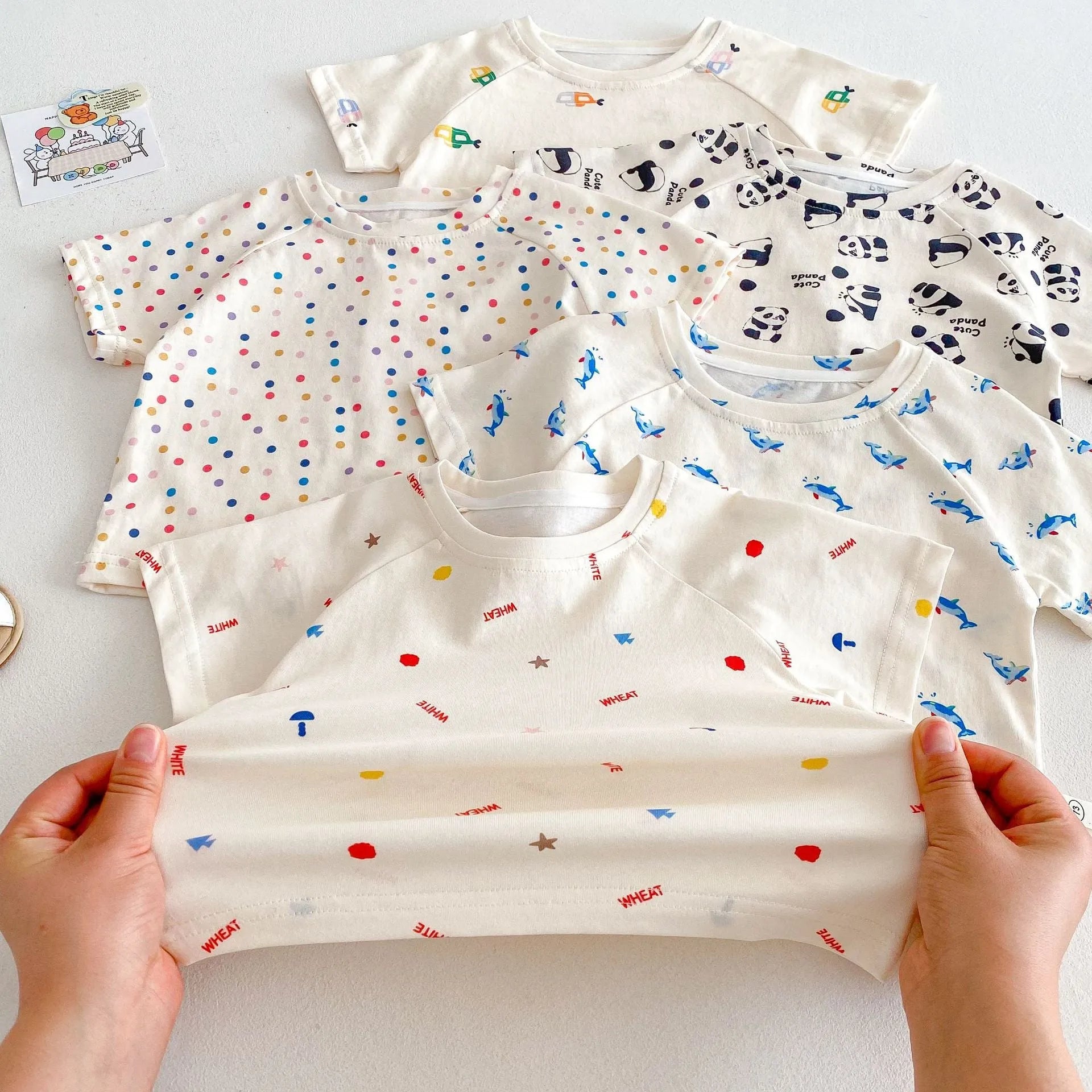 Baby summer cotton two-piece set with cartoon T-shirt and shorts in submarine print