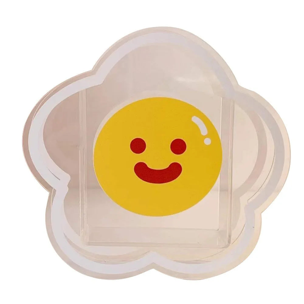 Square transparent acrylic storage box with cute decorative patterns for organising stationery and desk accessories