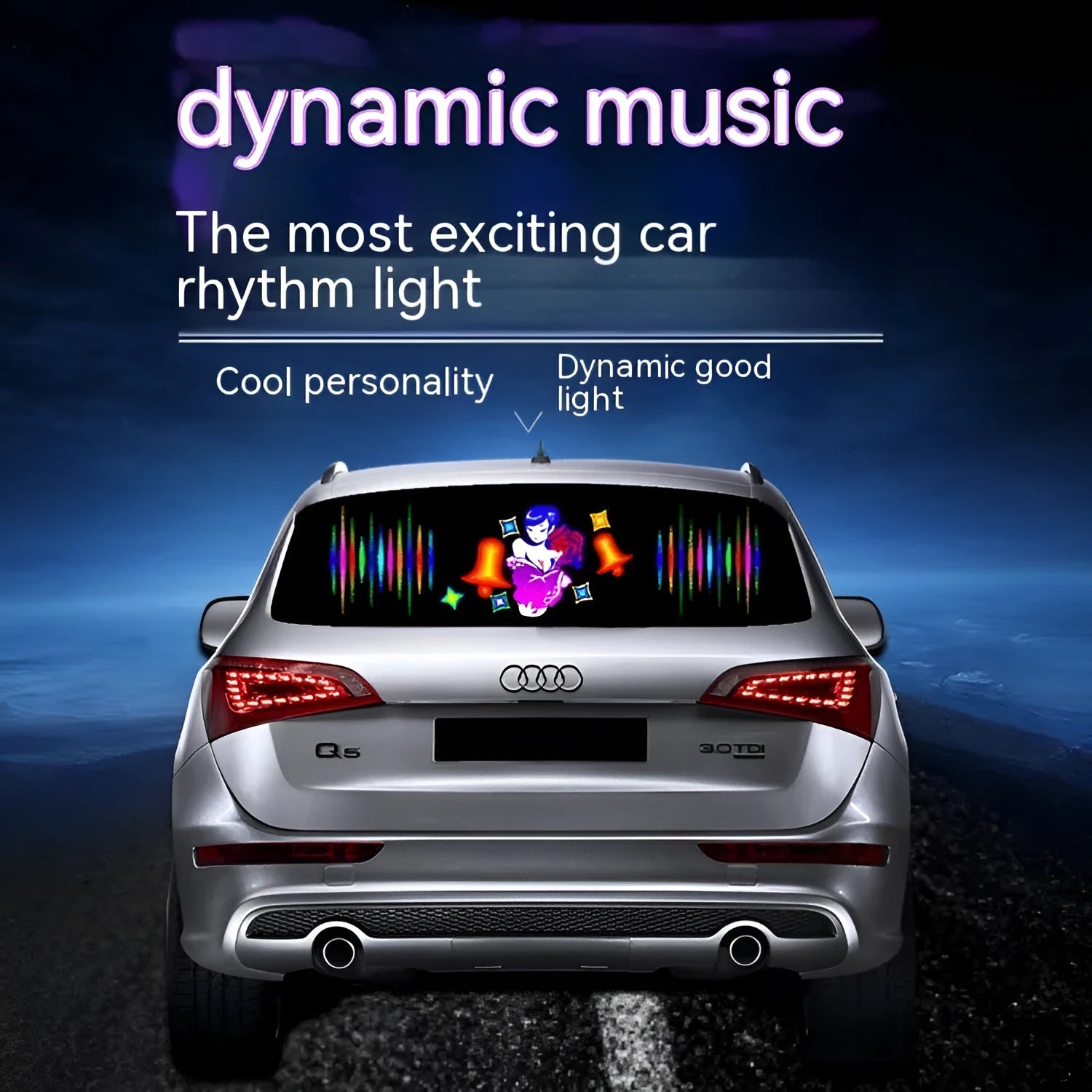 90cm car voice control rhythm lamp with electroluminescent panel and USB connection
