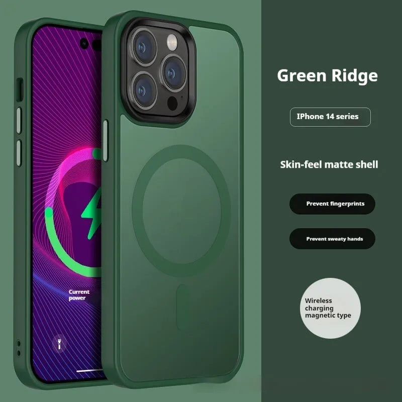 Magnetic TPU protective phone case for iPhone, black, with anti-fall and anti-fingerprint features