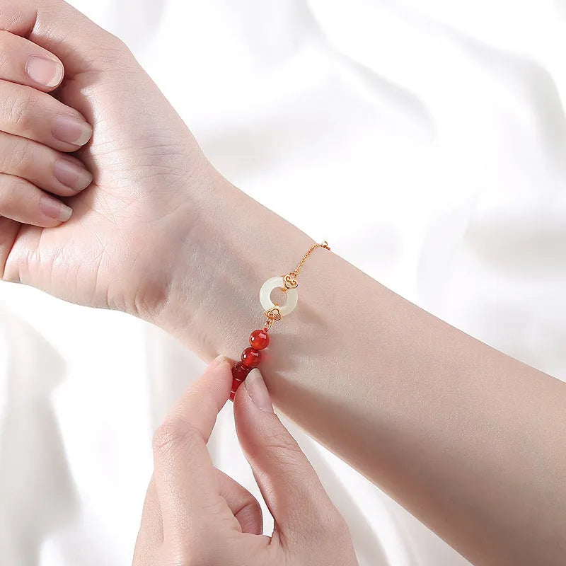 Women's sterling silver 925 peace buckle bracelet with Xiangyun and Fu character in S0269 colour.