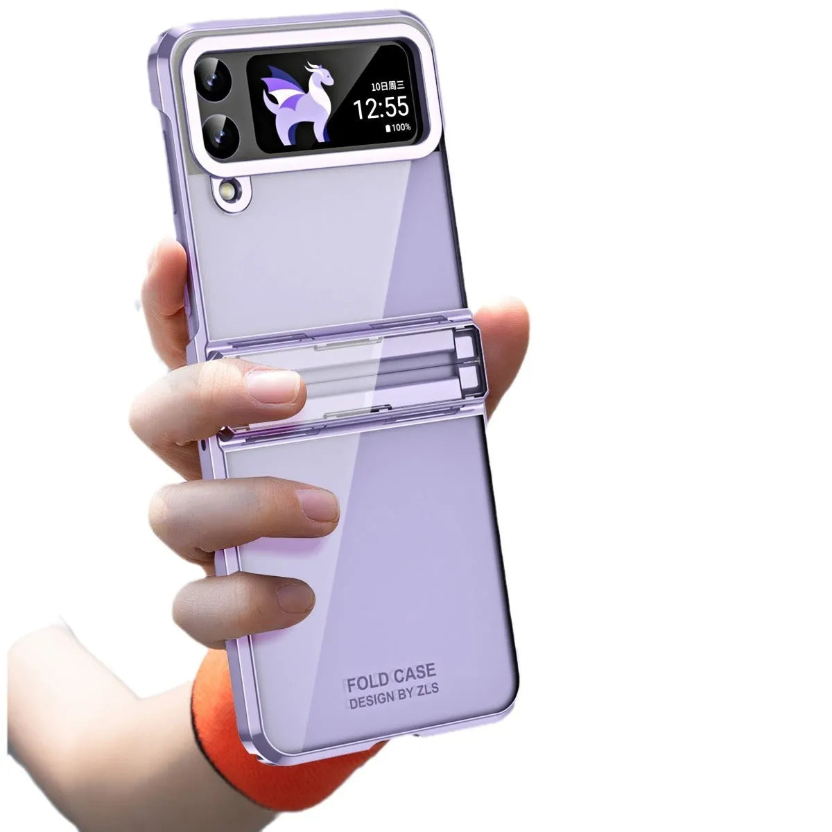 Transparent PC foldable phone case for Samsung Galaxy Z Flip 4 and Z Flip 5 with hinge protection and Phantom colour options