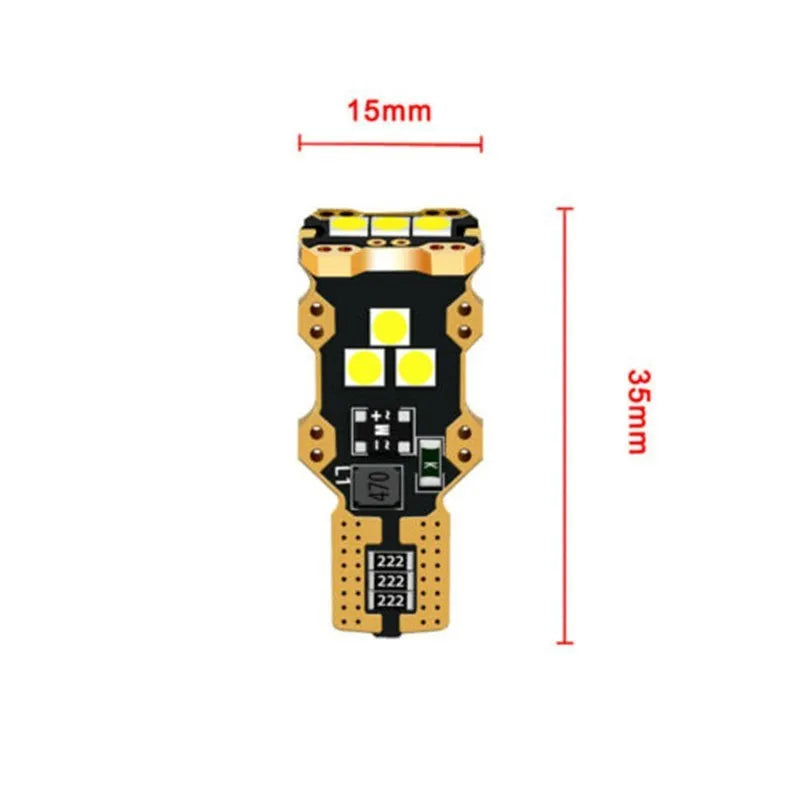 T15 automotive reverse light bulb with white housing and 6000K colour temperature for vehicle applications