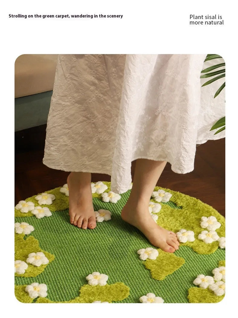 Flower sisal mat cat scratching pad 80cm diameter non-chip wear-resistant pet carpet