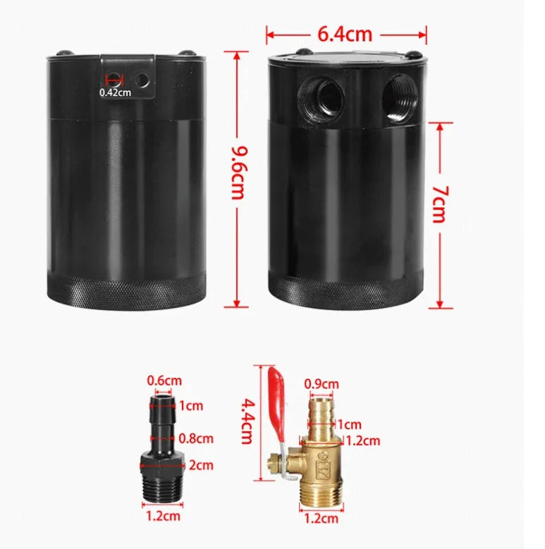 Aluminium automotive machine oil pot with two-hole design and oil-free valve