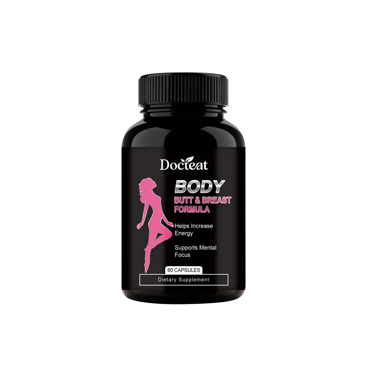 Bottle of Breast Enhancement Capsule herbal supplement with 60 capsules listing ingredients kudzuvine root, red clover, fenugreek, and whey protein