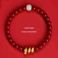 Handmade Chinese cinnabar bracelet with snake zodiac beads in 6mm or 8mm sizes