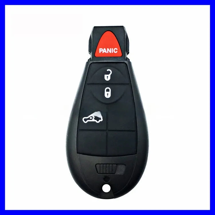 Chrysler Dodge car key replacement shell in ABS brass and nylon, showing dimensions 85mm x 42mm x 15mm.