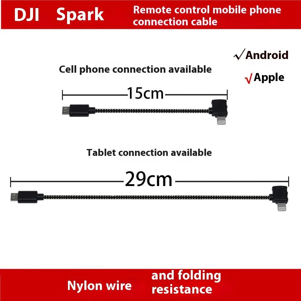 15cm Type-C data cable with metal connector and black nylon PVC exterior for remote control charging