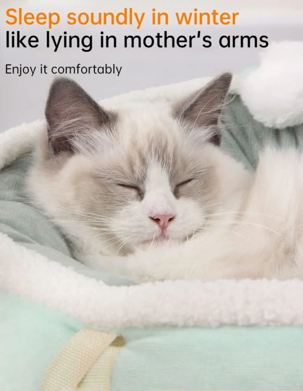 Green chick-shaped cat bed that can be used flat or hung as a hammock for a small cat.