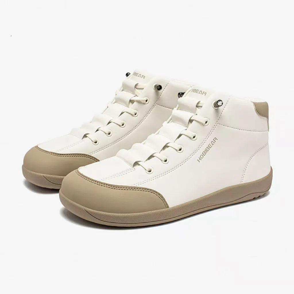 Wide toe slip-on flat shoes for women, rubber sole, front lace-up, available in multiple colours