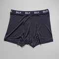 Men's silk casual shorts in navy blue with mid waist design and loose fit