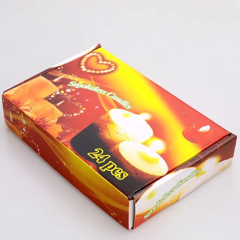 Plastic electronic candle warm light cylinder shape – orange colour option
