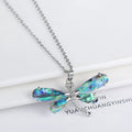 Copper animal zodiac pendant necklace with inlaid abalone shell, butterfly and dragonfly designs, four style options