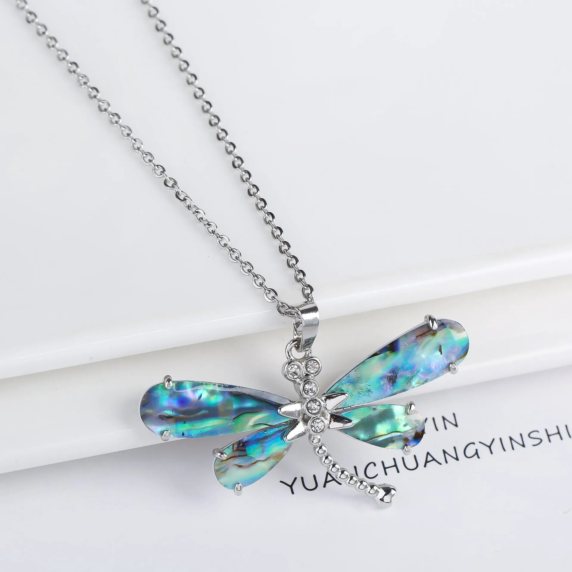 Copper animal zodiac pendant necklace with inlaid abalone shell, butterfly and dragonfly designs, four style options