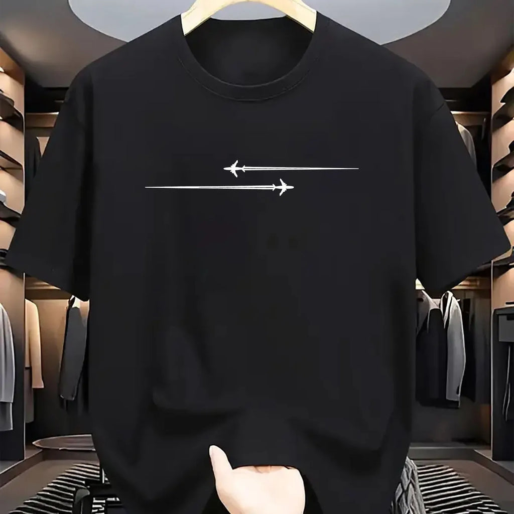 Loose fit cotton blend t-shirt with cartoon print in black, short sleeves, round neck.
