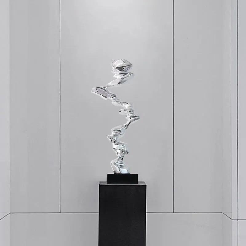 Abstract still life sculpture in natural resin with modern minimalist design for hallway hotel living room decor