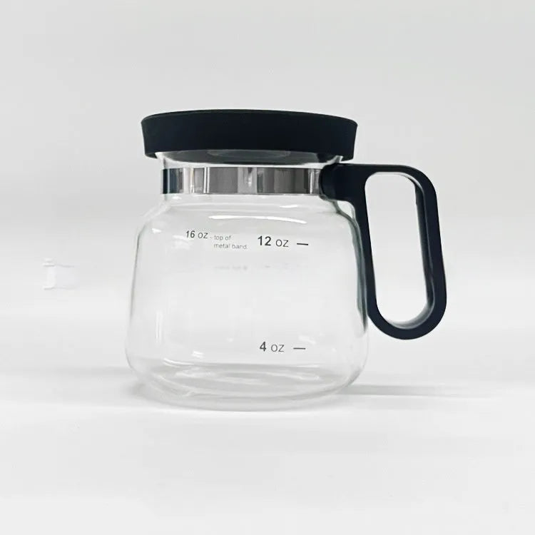 Transparent borosilicate glass coffee maker carafe with silicone cover, 355-473 ml capacity