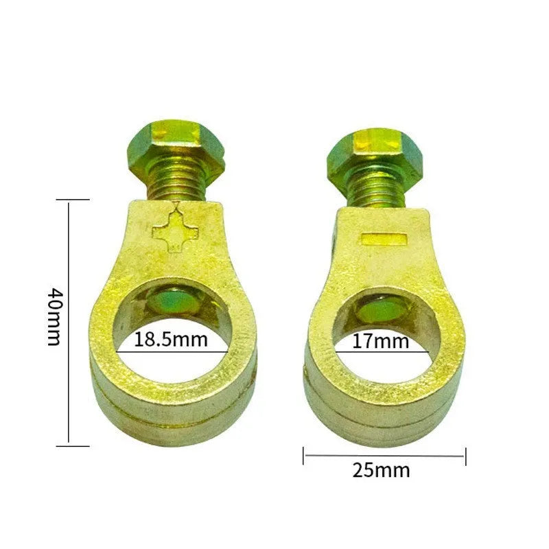 Pure copper car battery terminal clamp or connector on a white background.