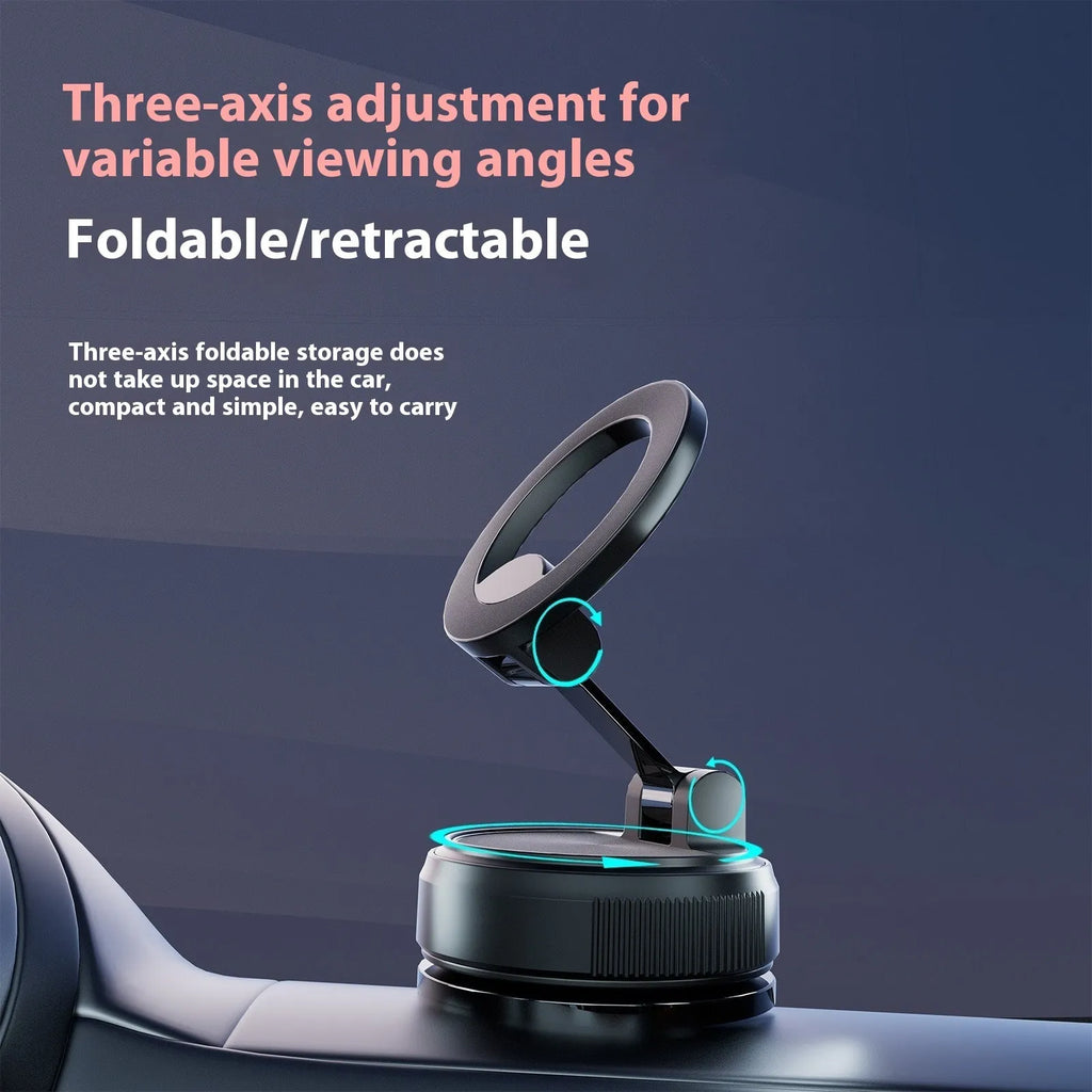 Magnetic car phone holder with vacuum suction cup, 7.5W, shown in black or white styles 283, K007 and K009