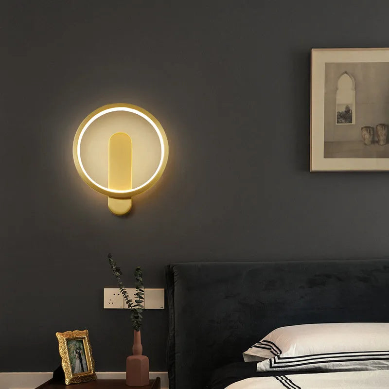 All copper wall lamp simple creative personality bedside light in gold finish 20x4x24cm