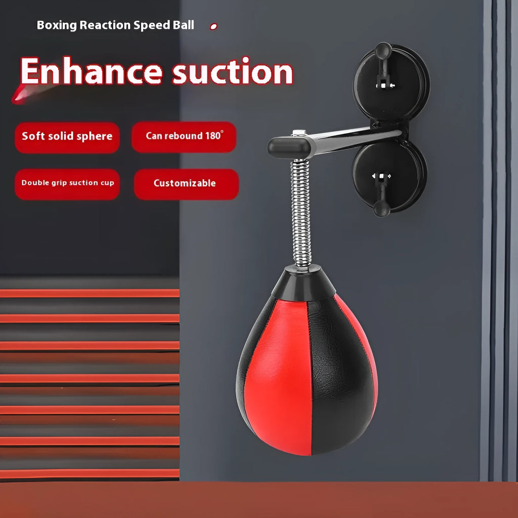 Pear-shaped boxing training ball with elastic cord and double suction cup mount