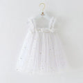 Girls Christmas star moon strapless sling dress in green, red or white, sizes 73cm to 130cm